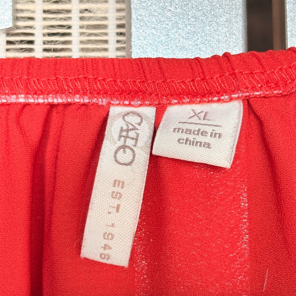 Cato Vibrant Red Blouse with Sheer Sleeves - Picture 2 of 4